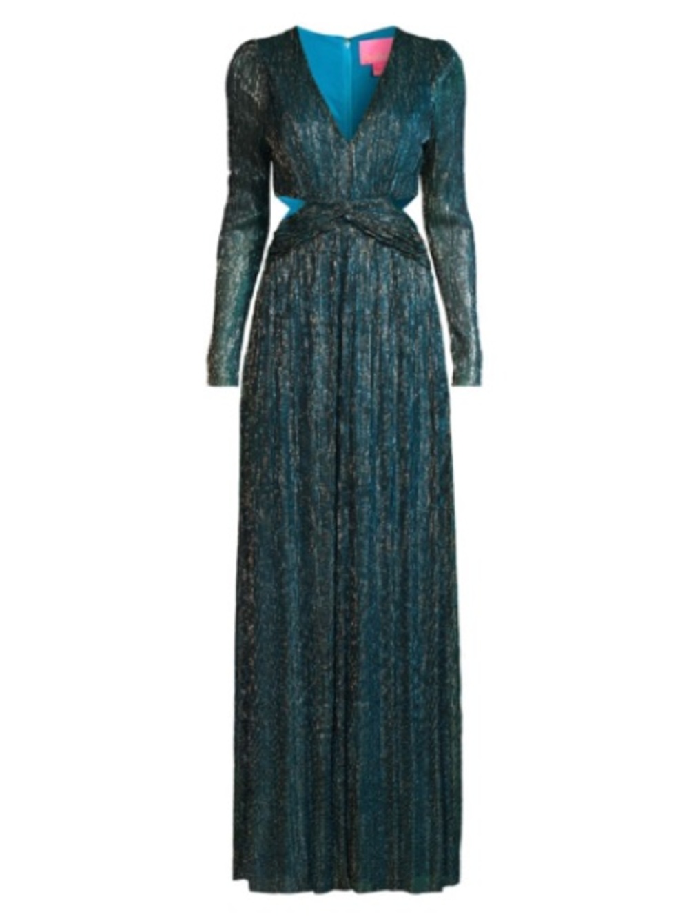 Lilly Pulitzer Latrice “Blue Rhapsody” Metallic Knit Crinkle Maxi